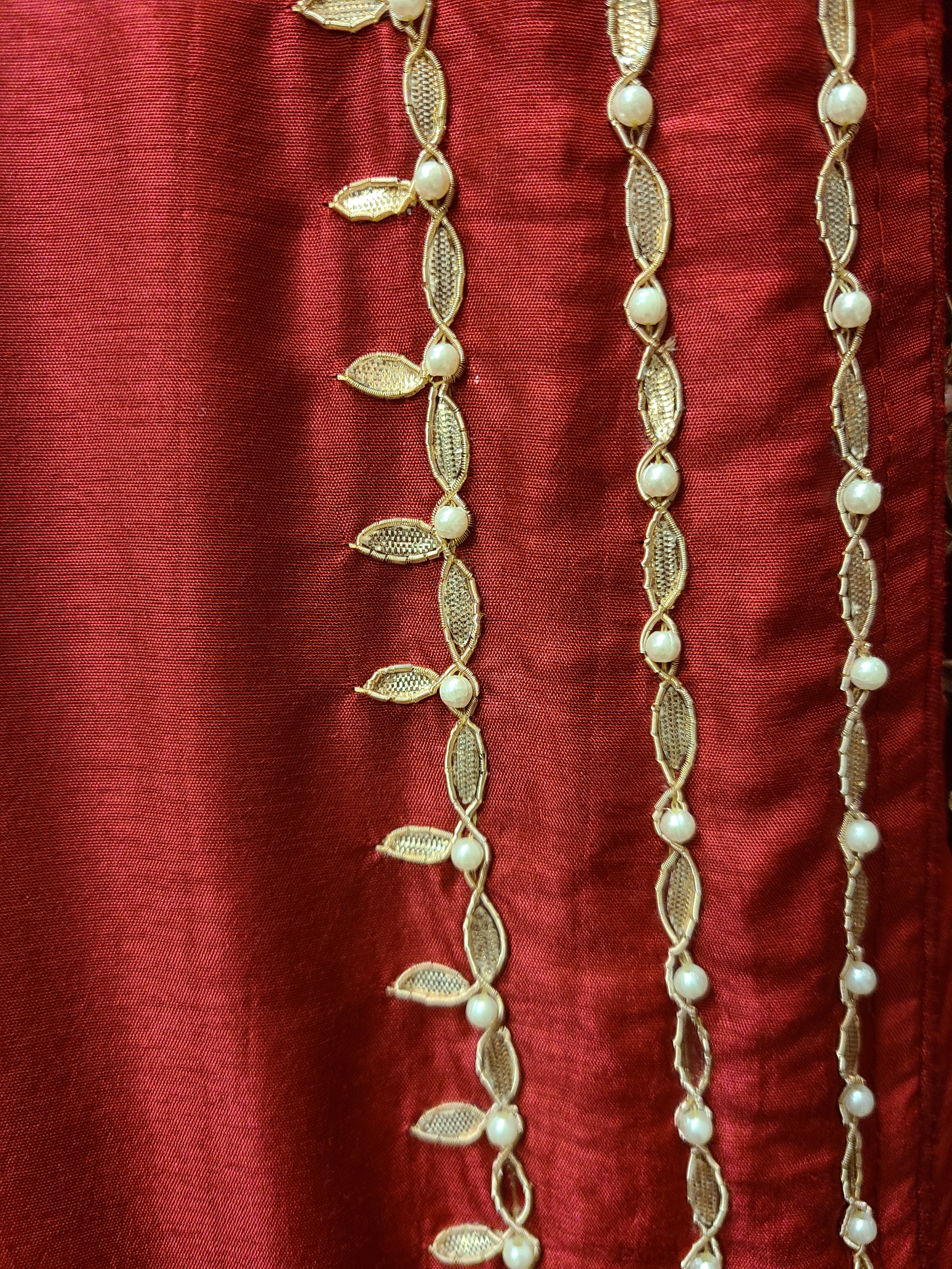 Regal Maroon Embellished Silk Saree with Gold Embroidery