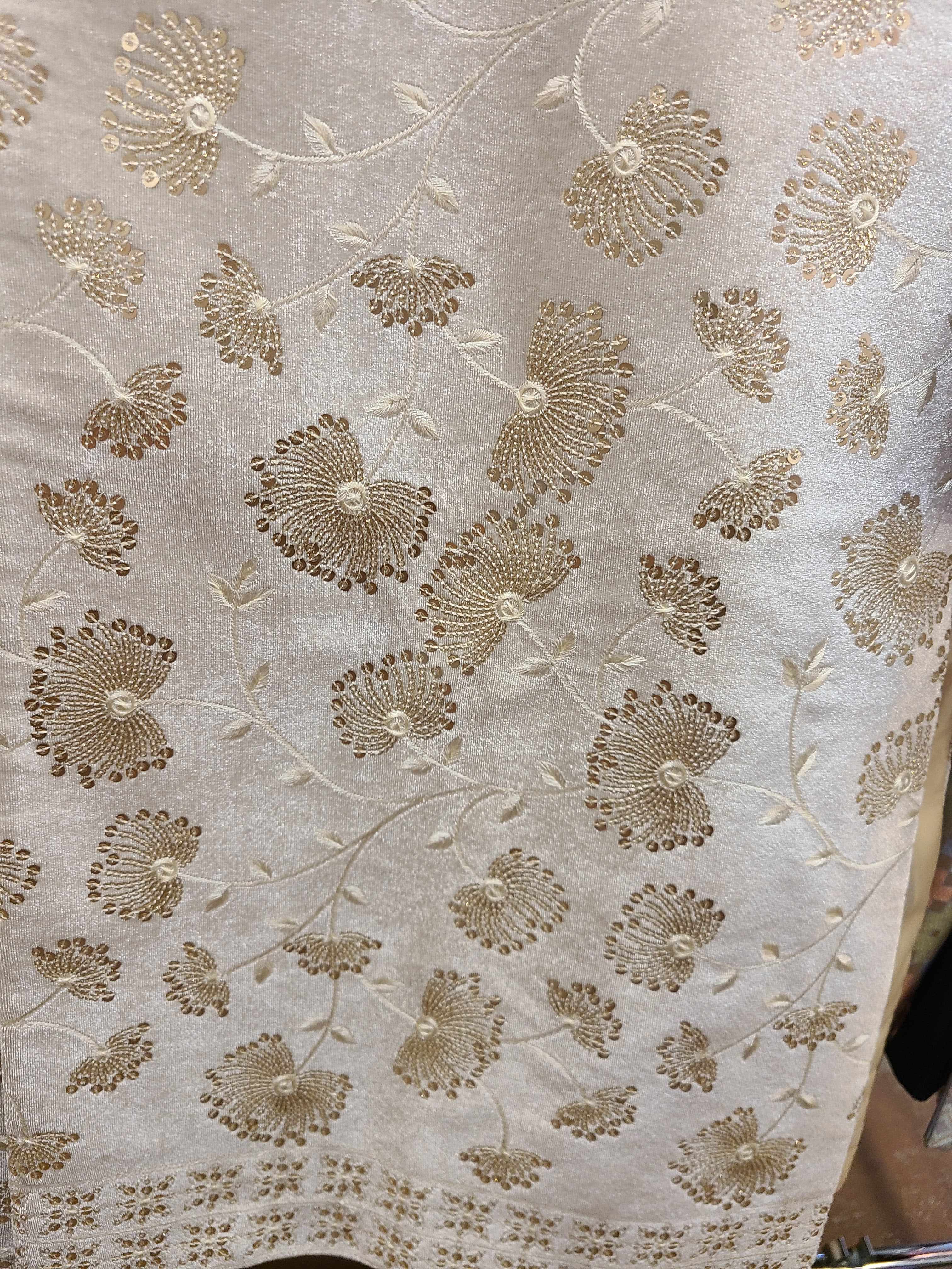 Ivory Embroidered Sherwani with Golden Floral Motifs