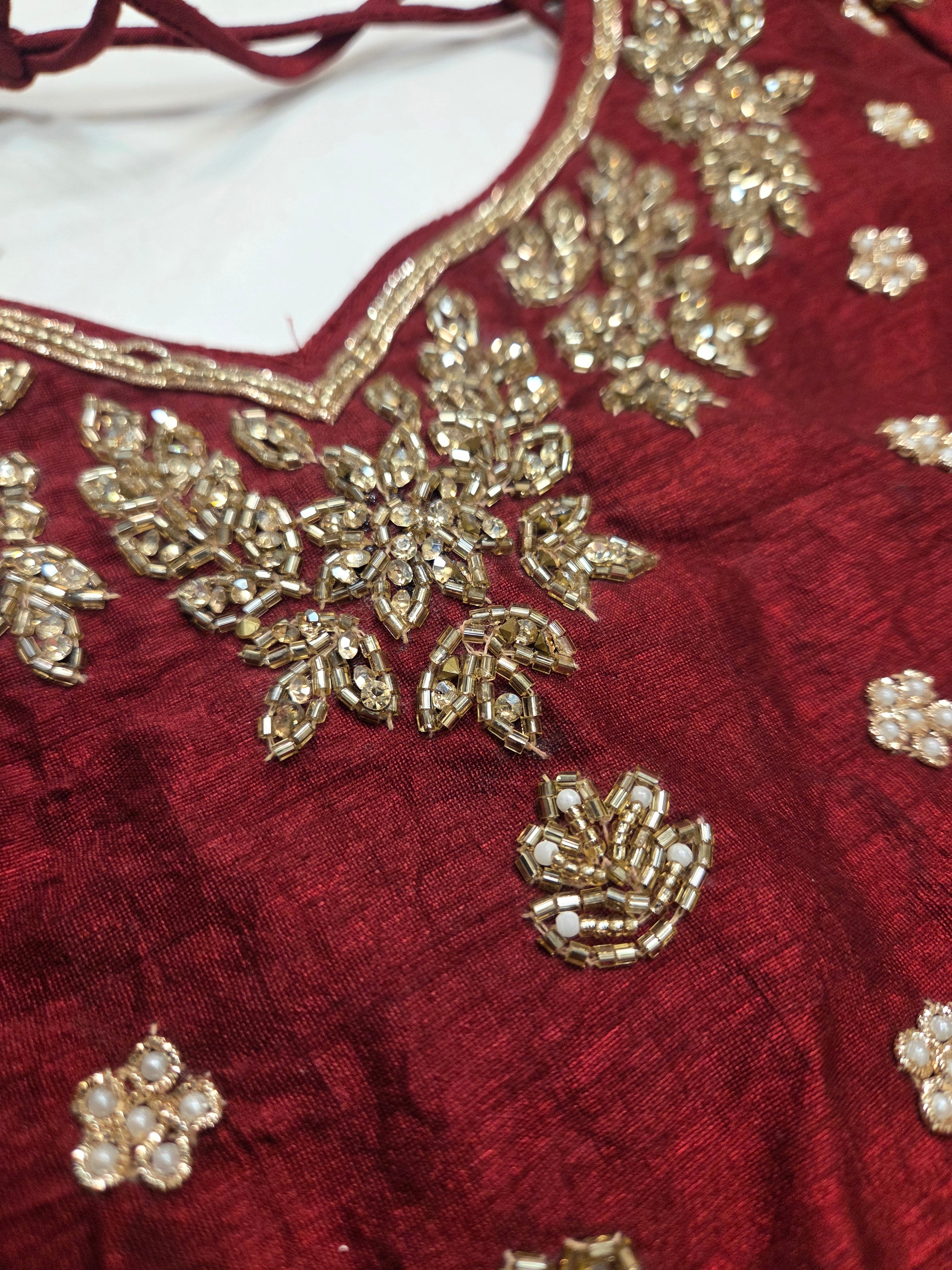 Maroon Gold Bridal Lehenga Set