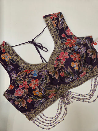 Deep Violet Floral Lehenga Set