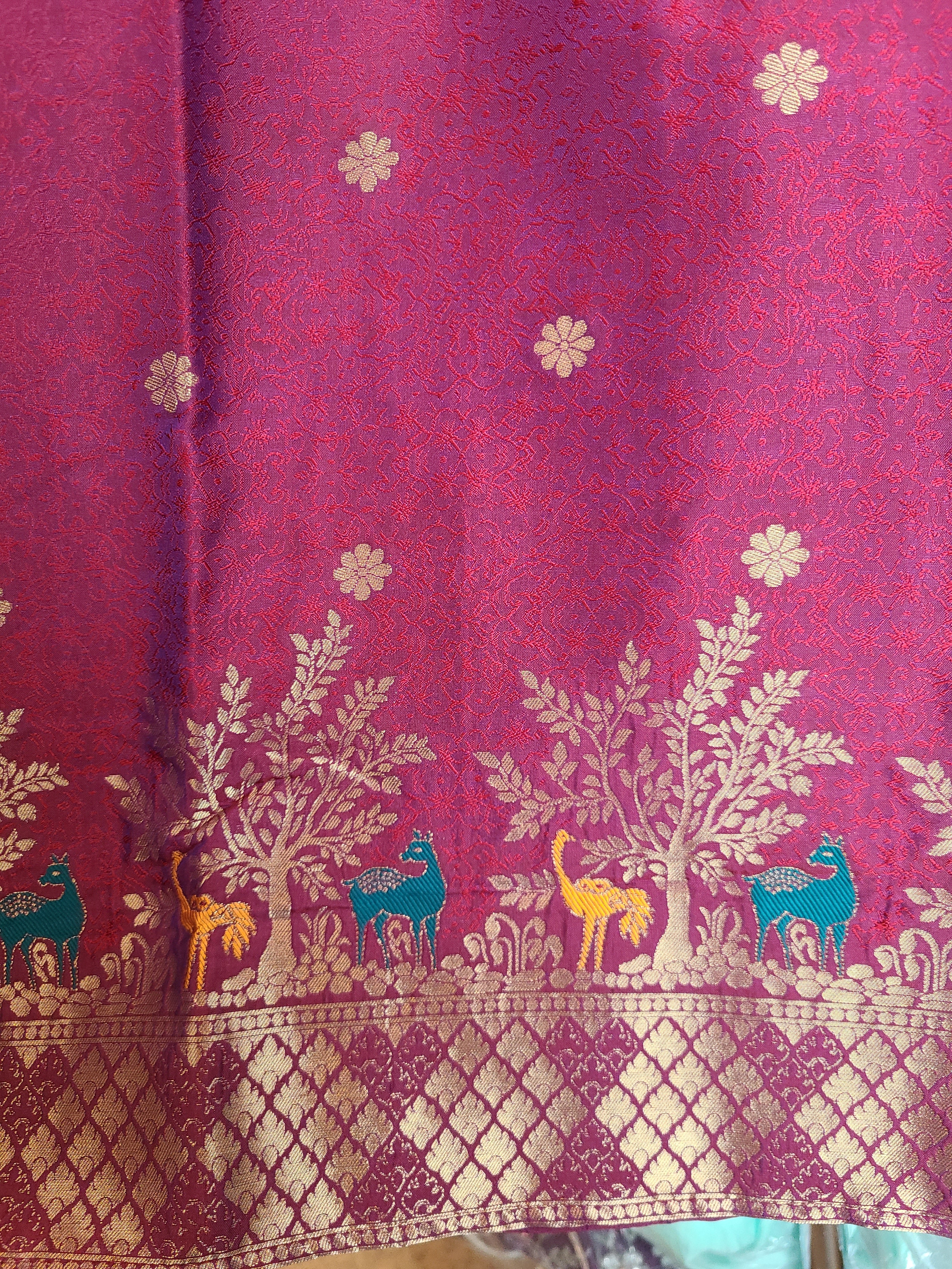 Magenta Banarasi Silk Kurta