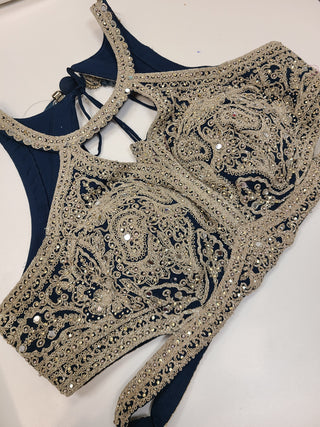 Majestic Navy Blue & Silver Embroidered Lehenga Set