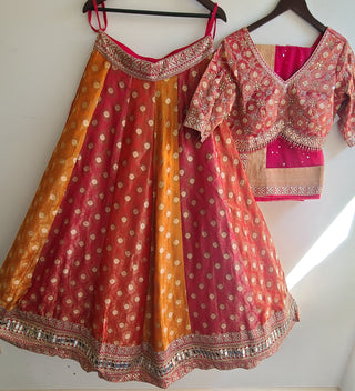 Sunset Orange & Red Benarasi Lehenga Choli