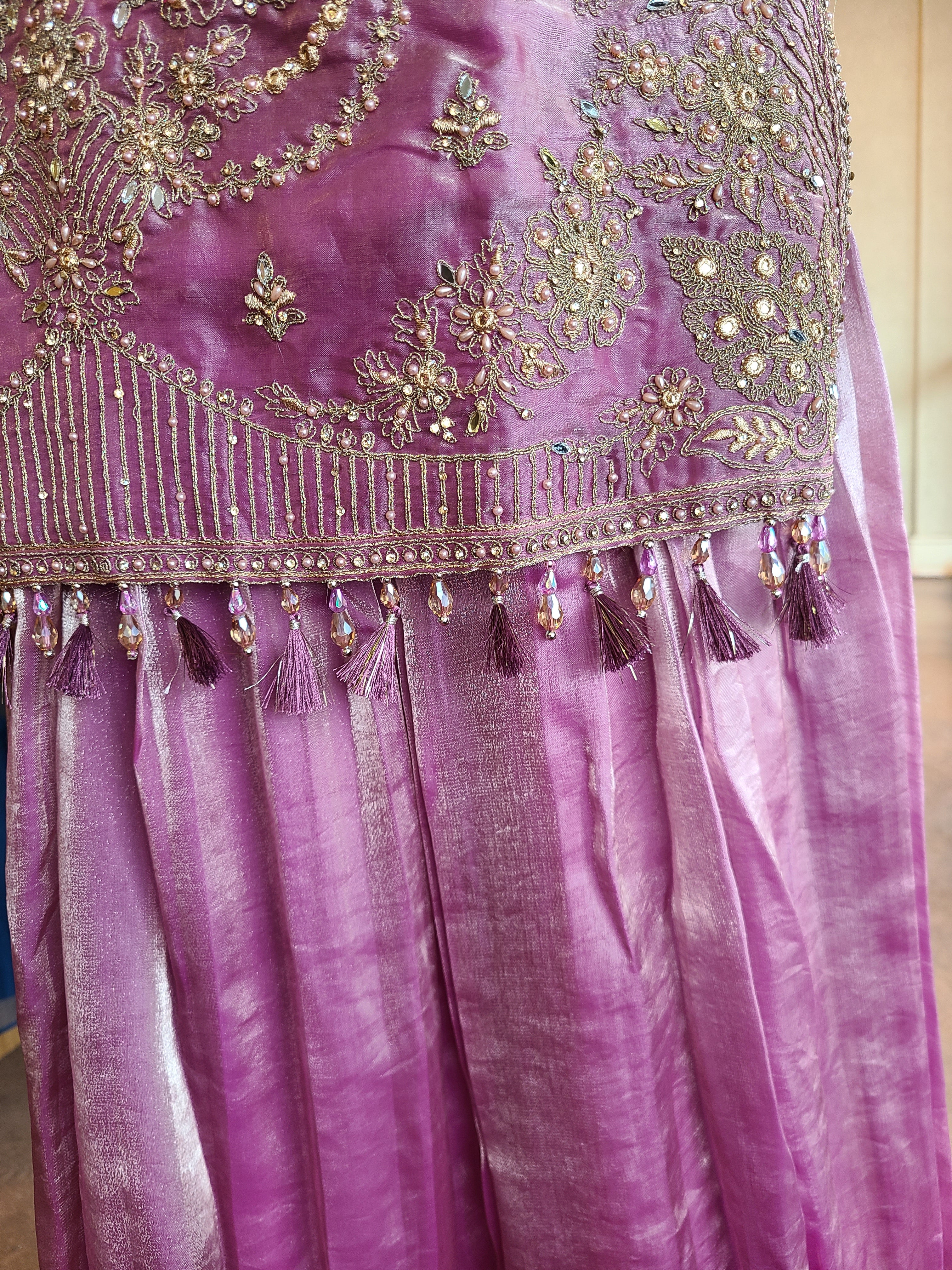 Royal Mauve Zari & Sequin Sharara Suit Set