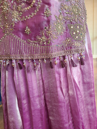 Royal Mauve Zari & Sequin Sharara Suit Set