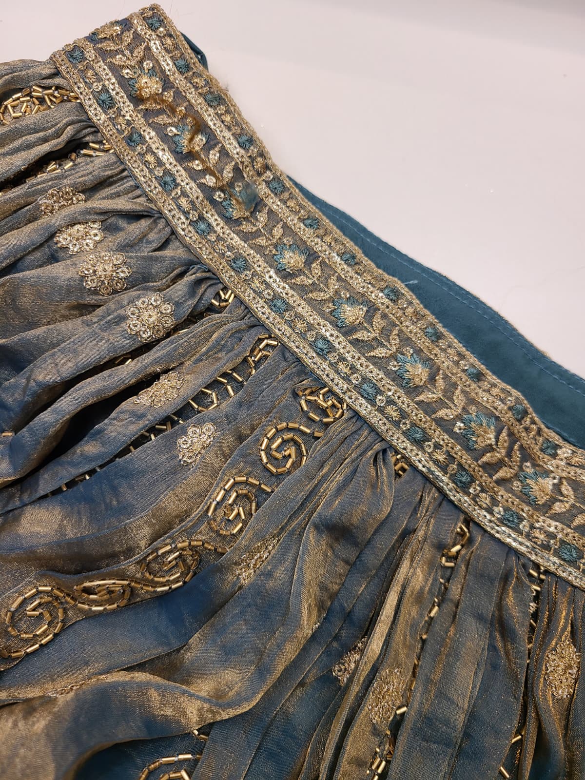 Grey Gold Corset Lehenga