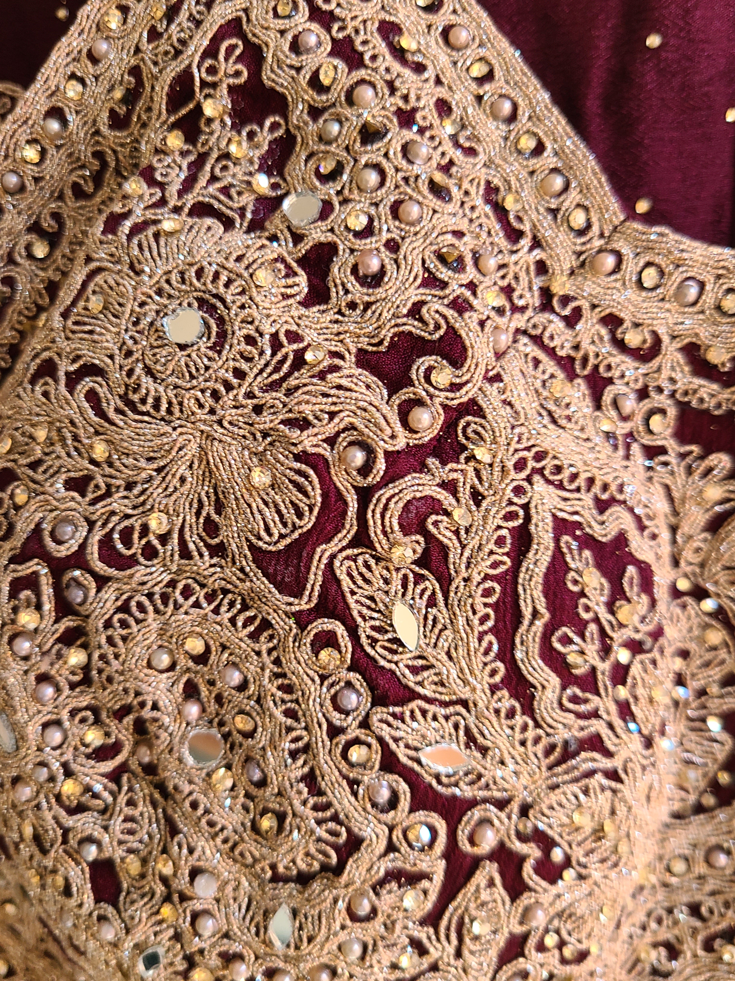 Halter neck maroon lehenga