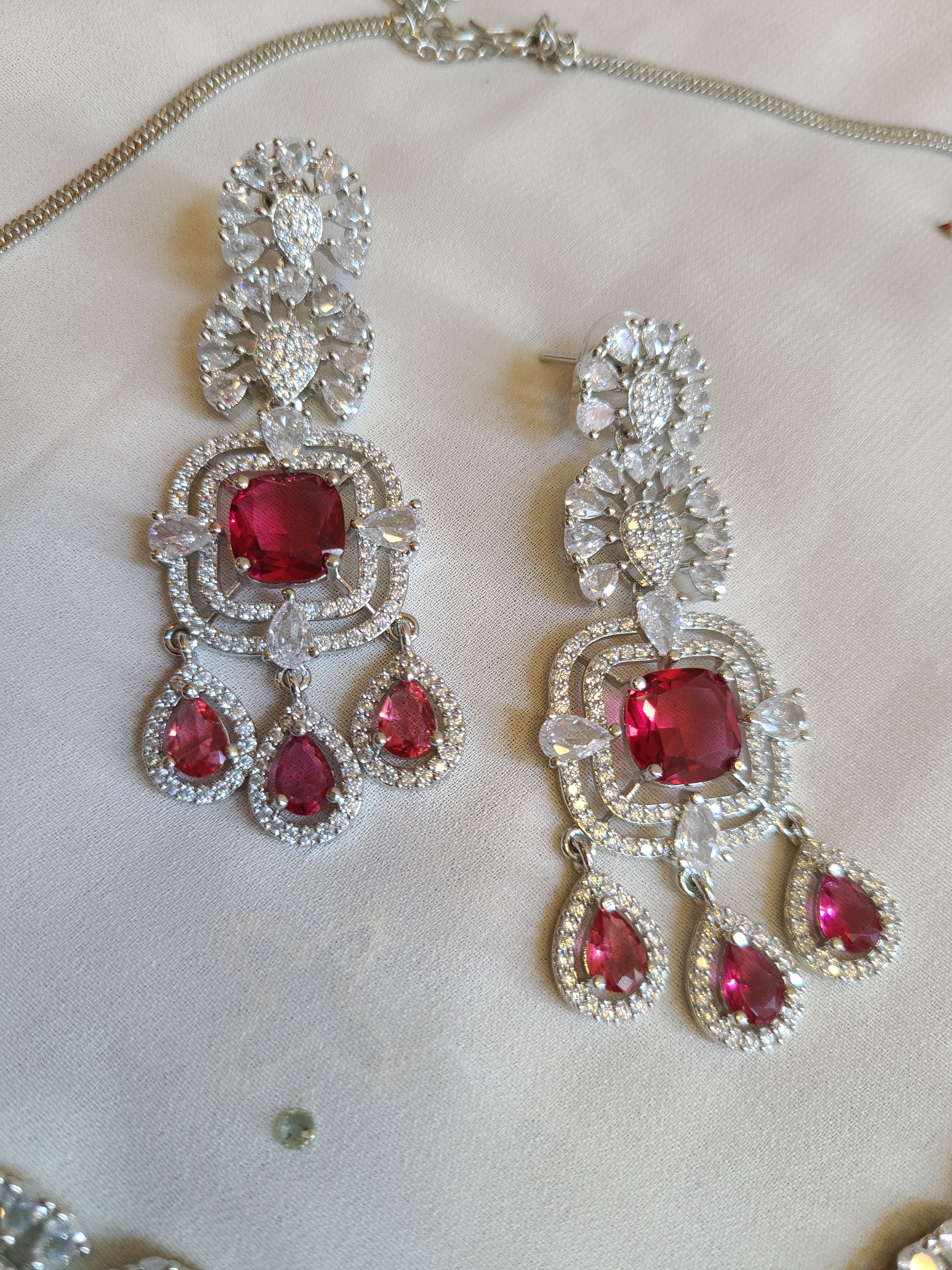 Statement Red CZ Necklace Set