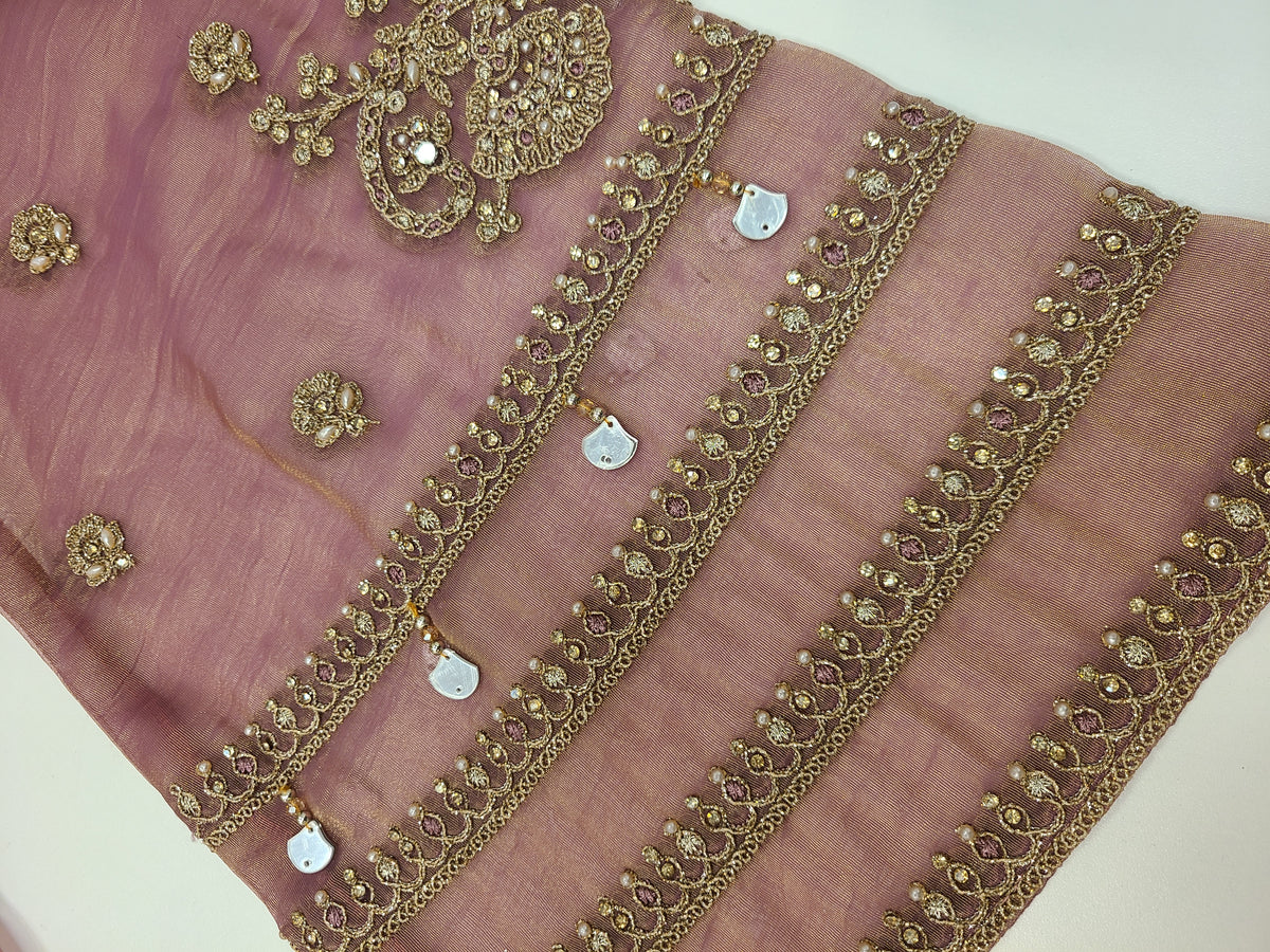 Mauve Gold Layered Lehenga