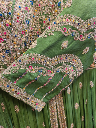 Forest Green Embroidered Anarkali Gown with Dupatta
