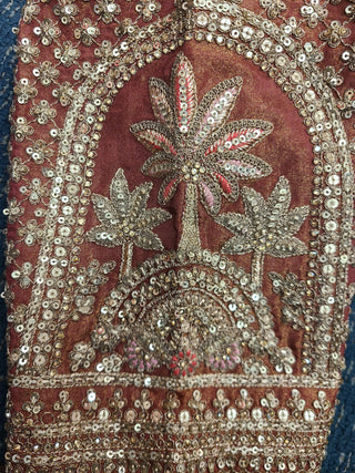 Ivory & Mustard Sequin Embroidered Bridal Lehenga with Red Dupatta