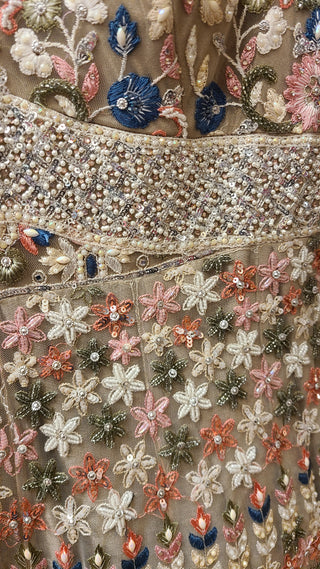 Gold/Olive Base With Pastel Accents Long Gown