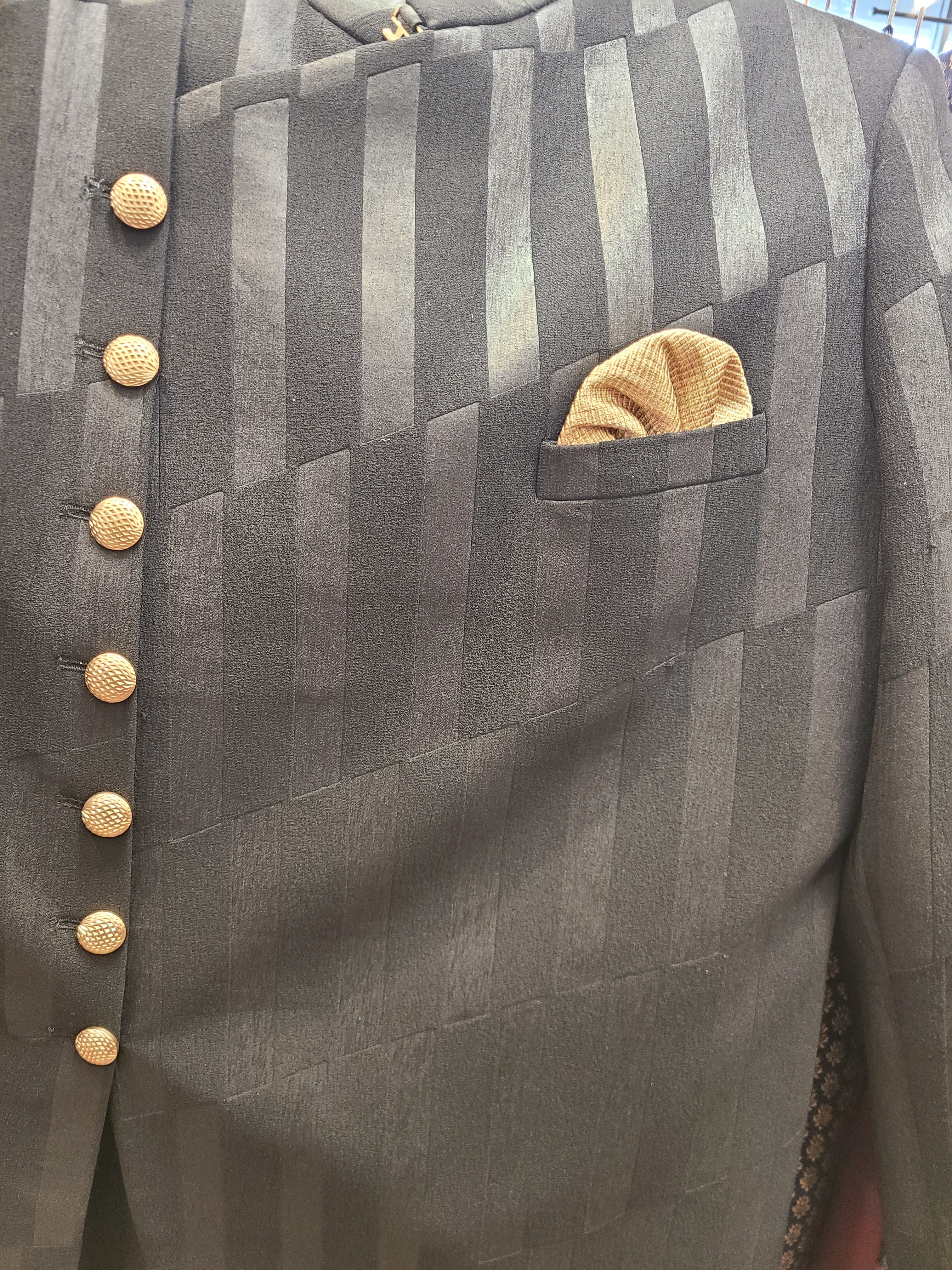 Black Striped Indo-Western Sherwani