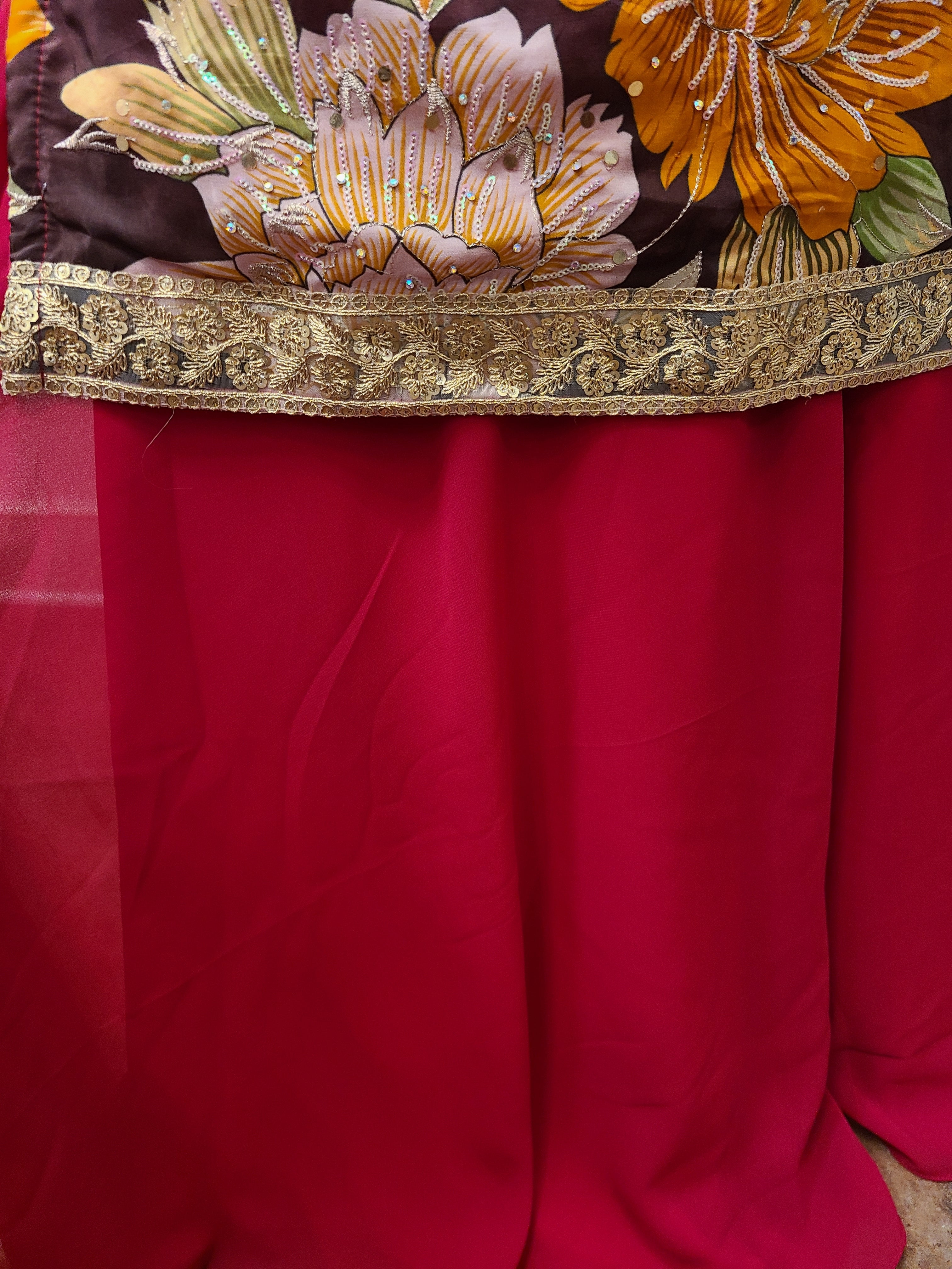 Sofina Cranberry Floral Sharara Suit Set