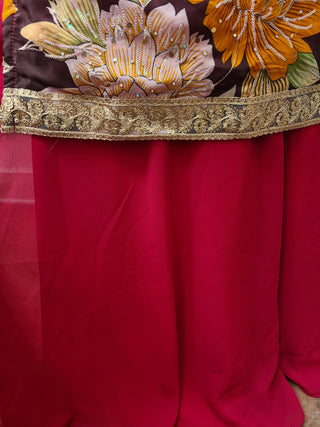 Sofina Cranberry Floral Sharara Suit Set