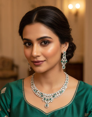 Emerald and Silver Choker Set