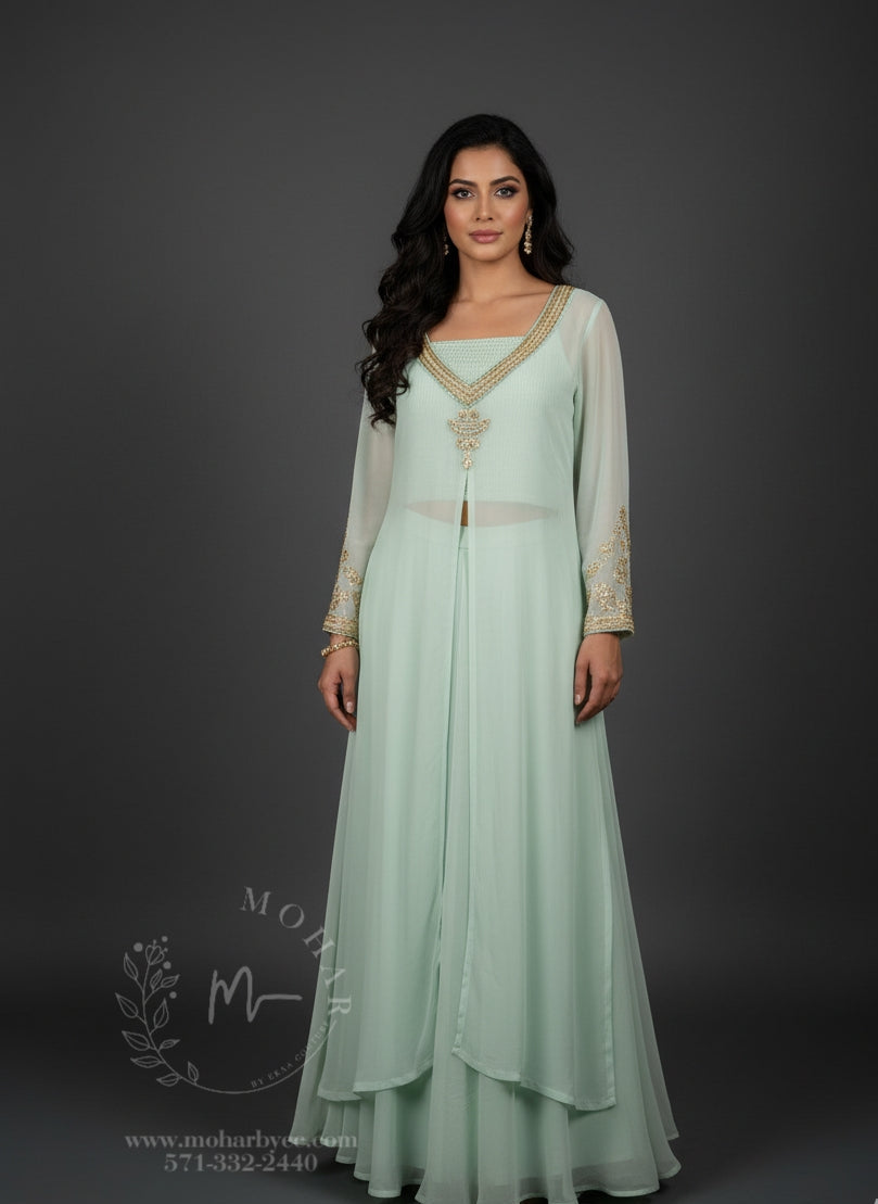 Pastel Mint Green Indo-Western