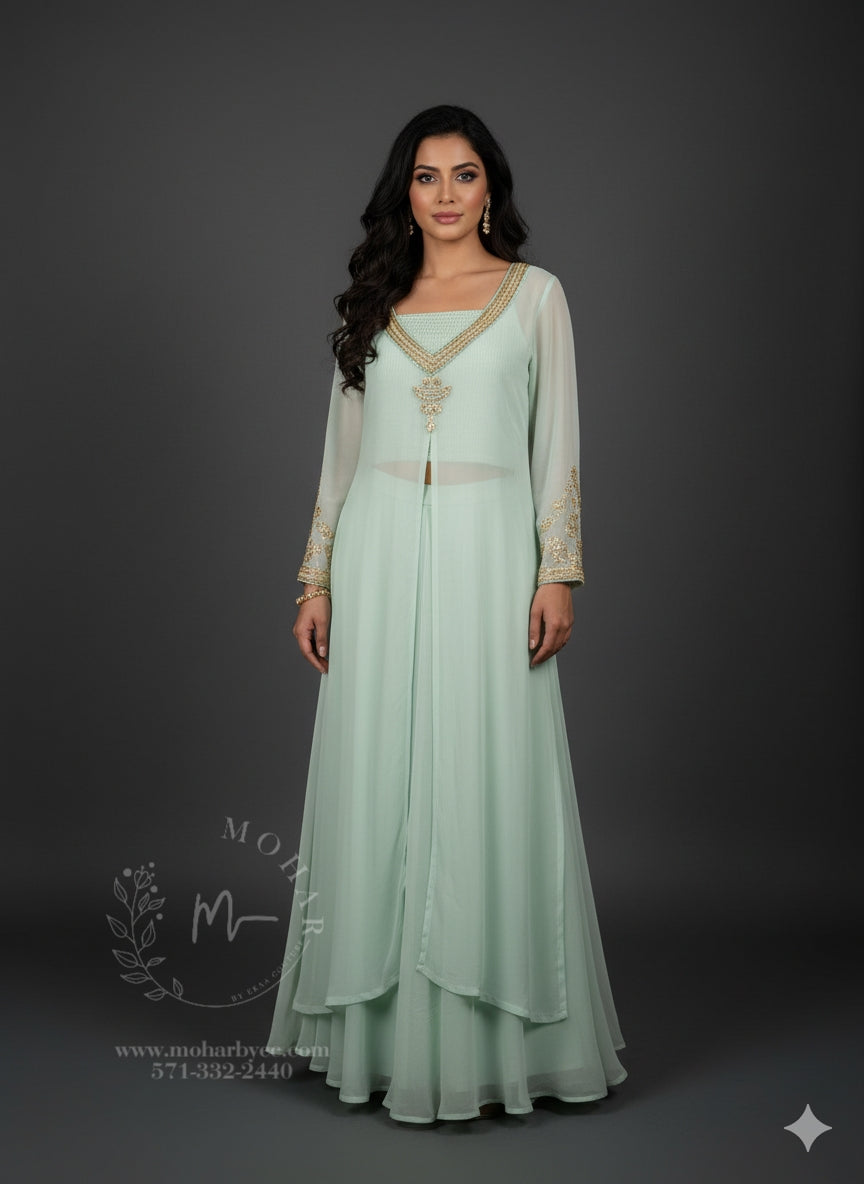 Pastel Mint Green Indo-Western