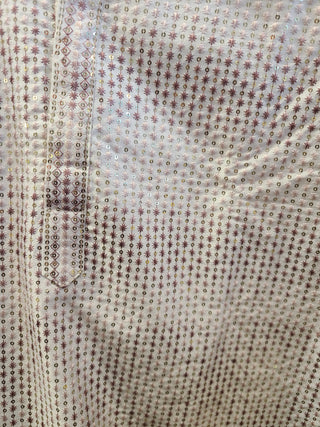 White Textured Kurta Churidar Set