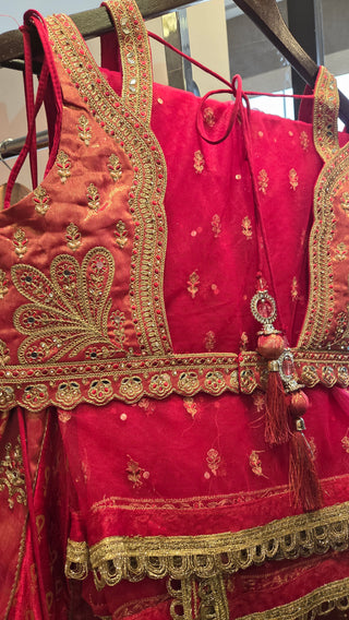 Red and Gold Embroidered Lehenga Choli