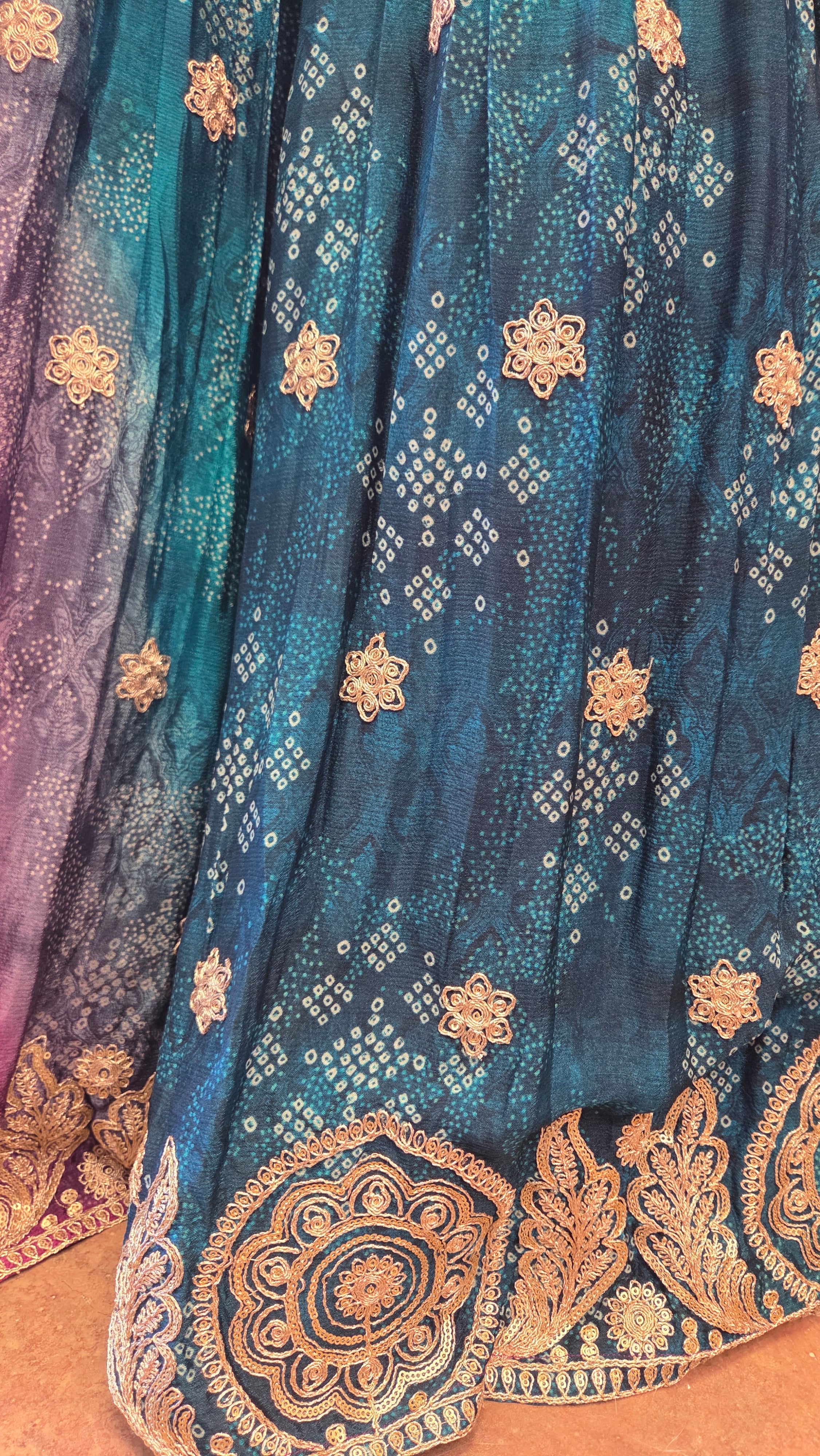 Teal & Gold Palace Embellished Lehenga Choli Set