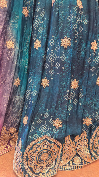Teal & Gold Palace Embellished Lehenga Choli Set
