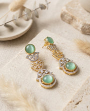 Mint Green Crystal Drop Earrings