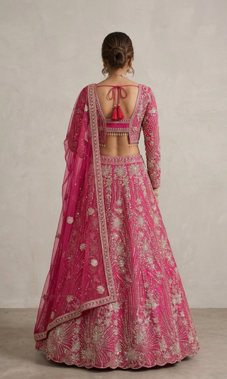 Hot Pink Zardozi Bridal Lehenga
