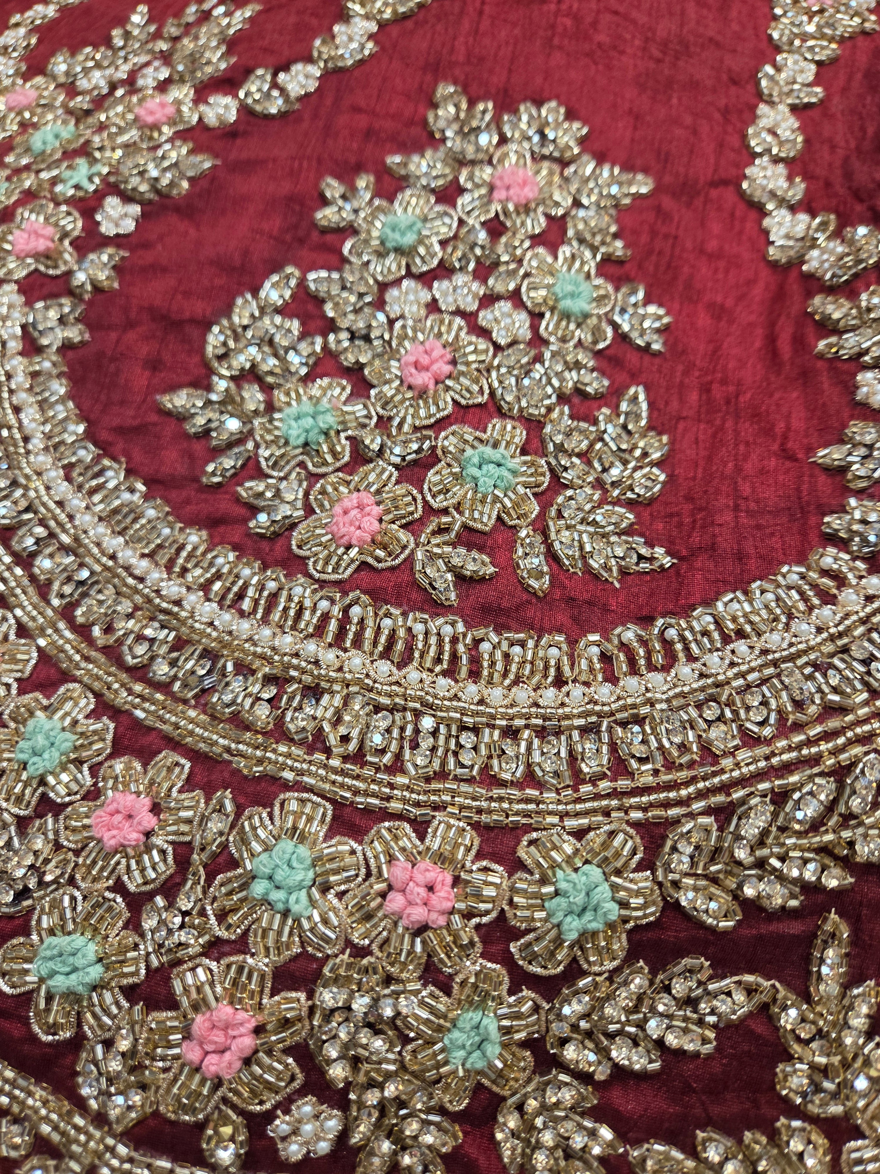 Maroon Gold Bridal Lehenga Set