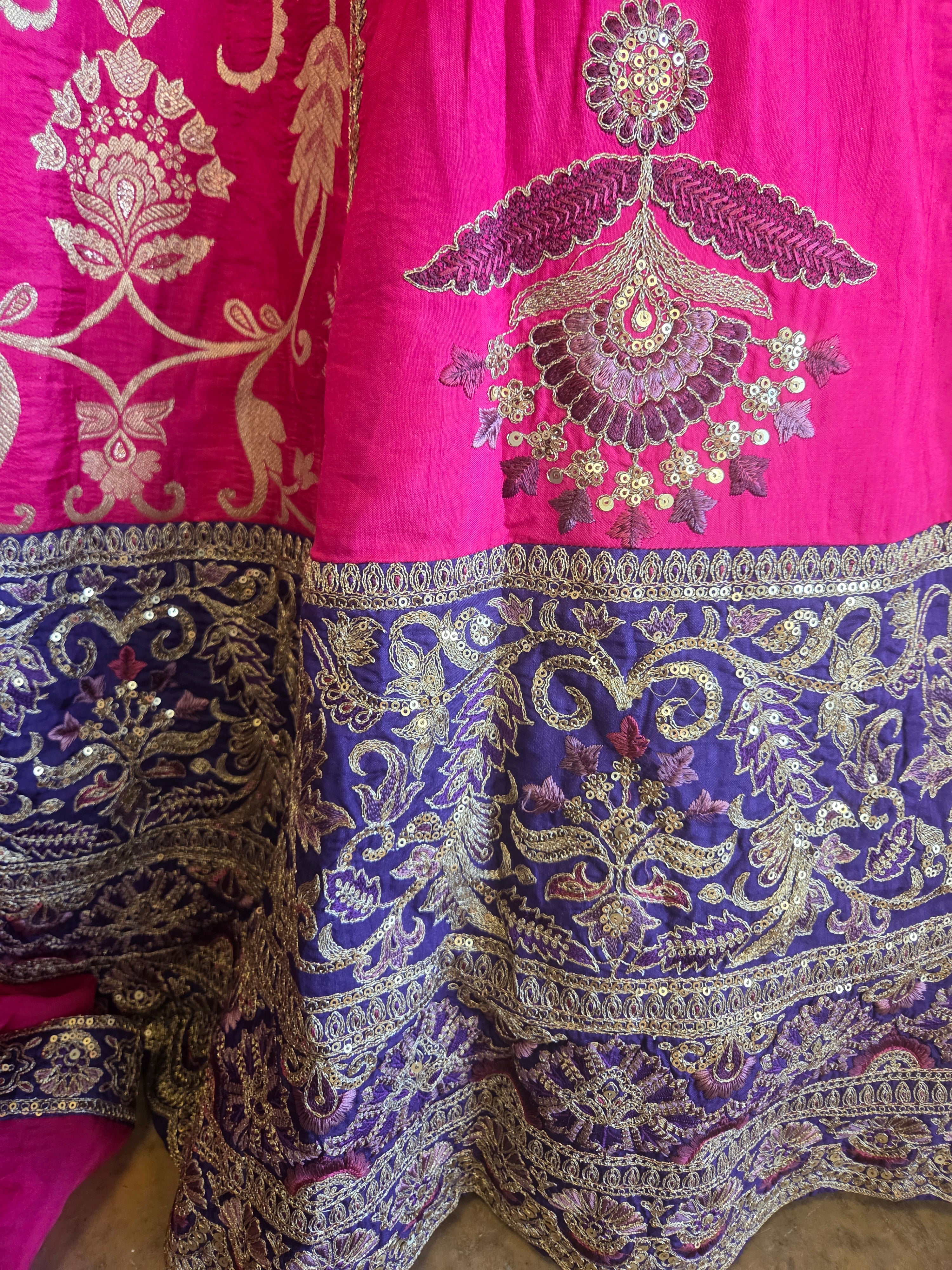 Hot Pink Embroidered Lehenga Set