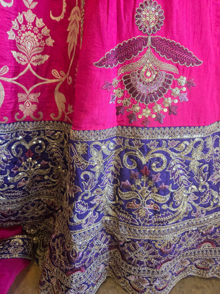 Hot Pink Embroidered Lehenga Set