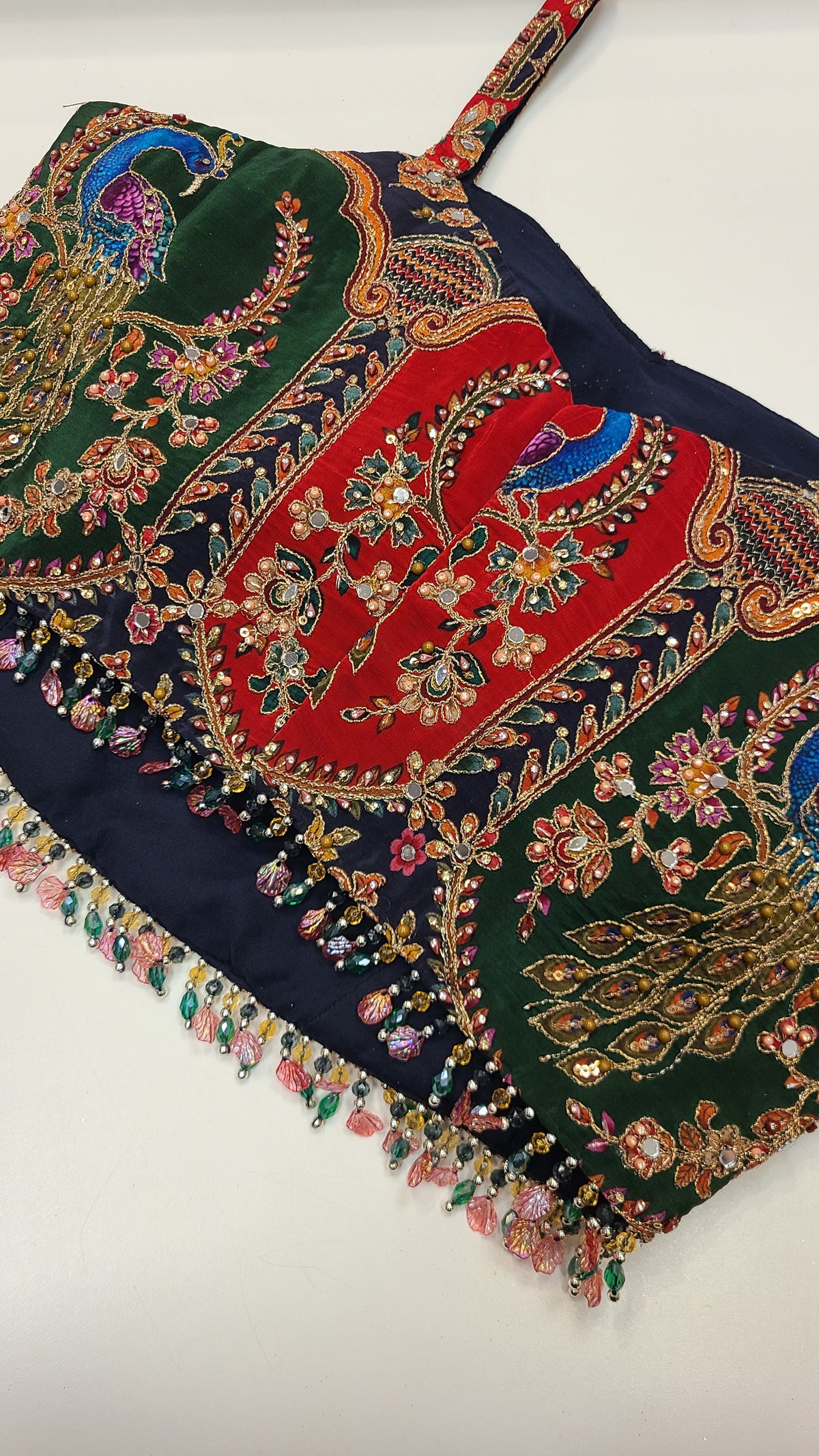 Navy Peacock Embroidered Lehenga