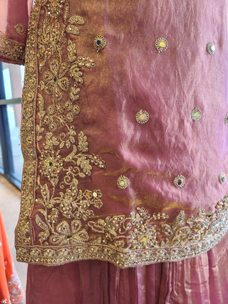 Gajree Pink Embroidered Sharara Suit