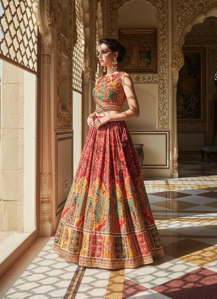Peacock Sangeet Lehenga