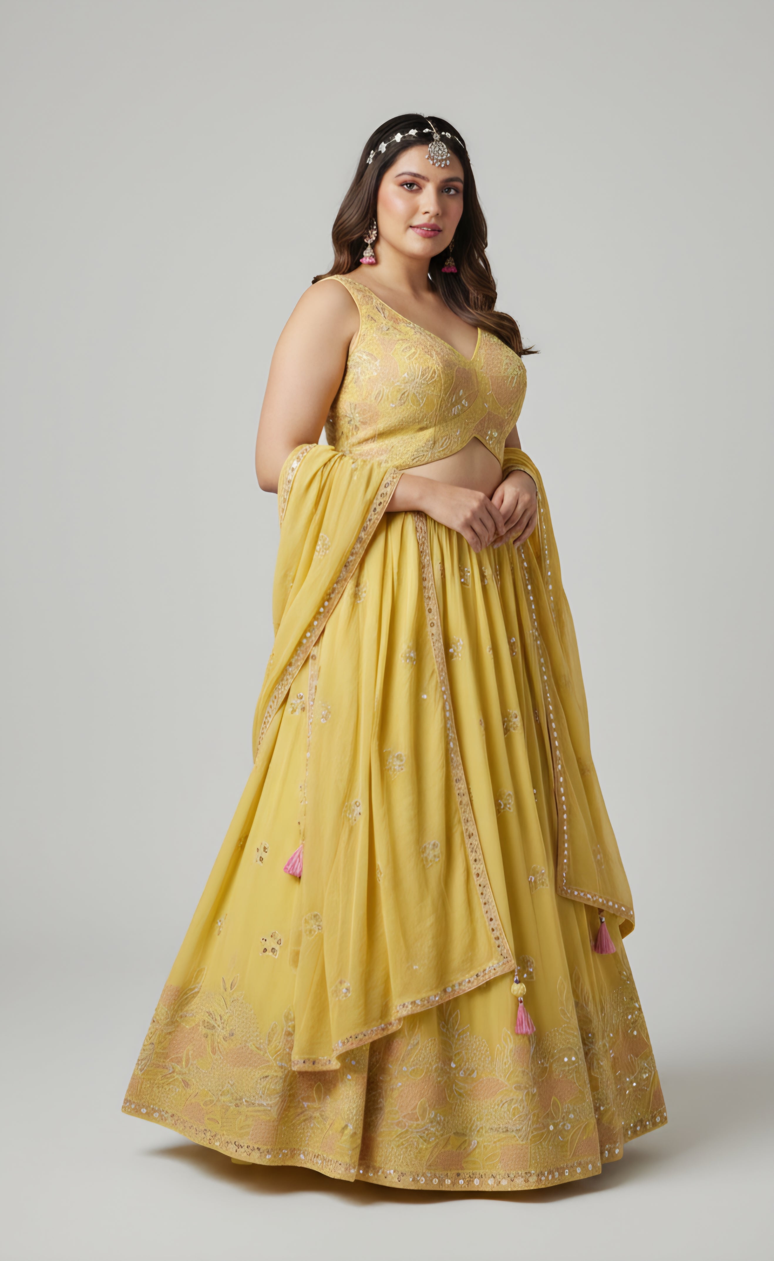 Lemon Yellow Haldi Lehenga