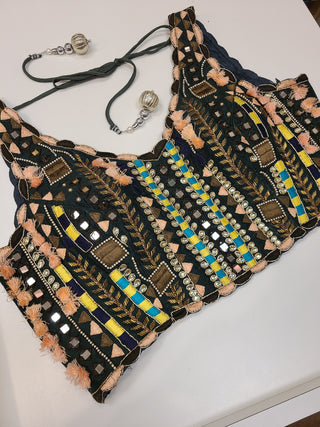 Striped Sage Lehenga