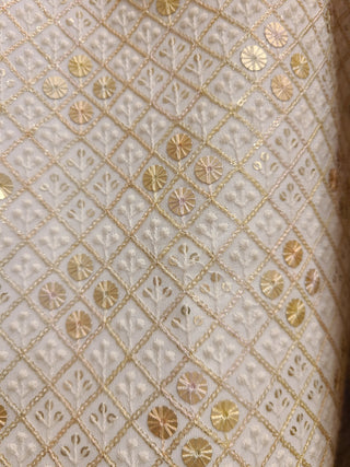 Cream and Gold Embroidered Sherwani