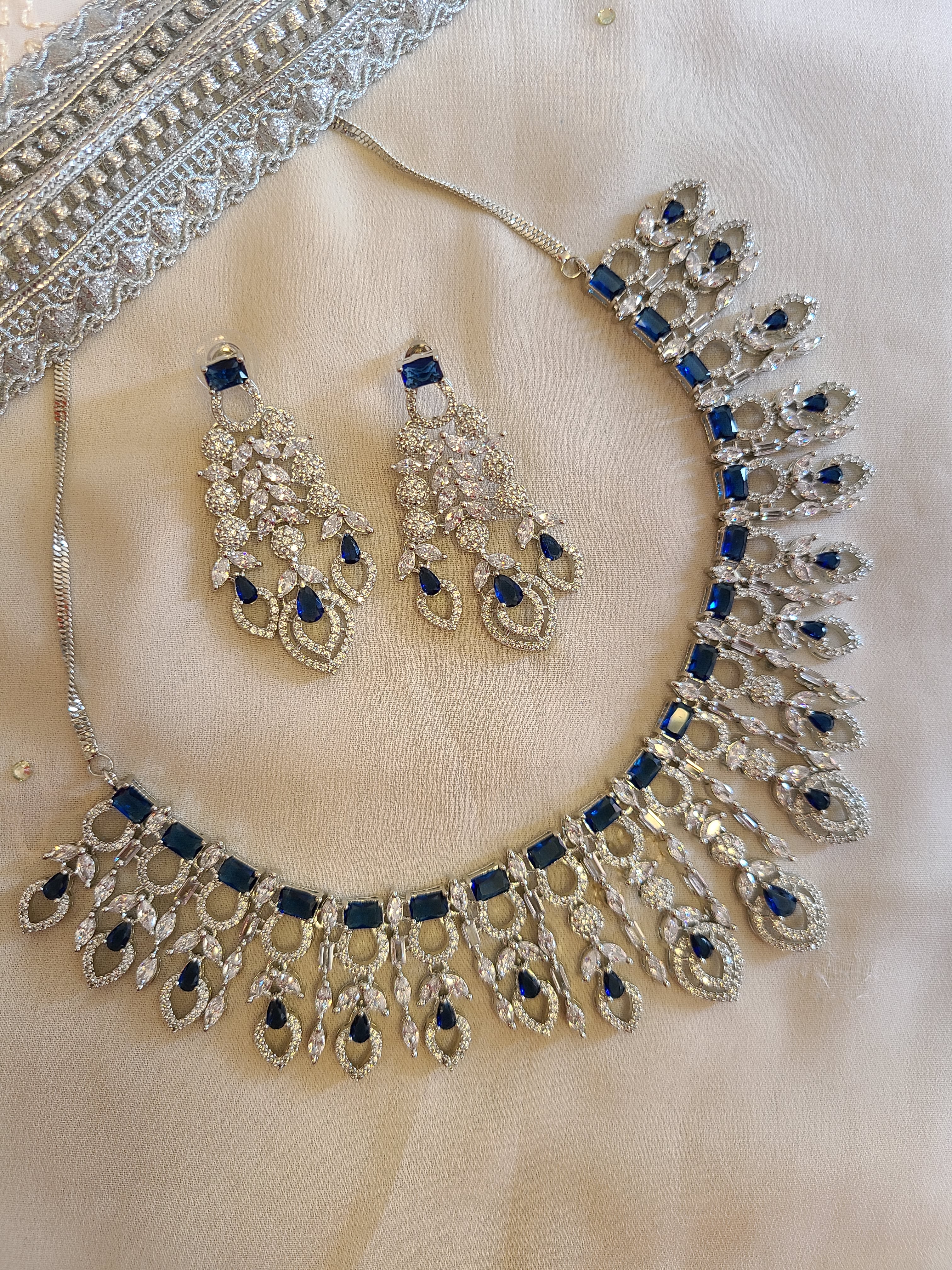 Blue CZ Necklace Set