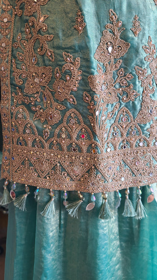 Teal Blue Sharara Set