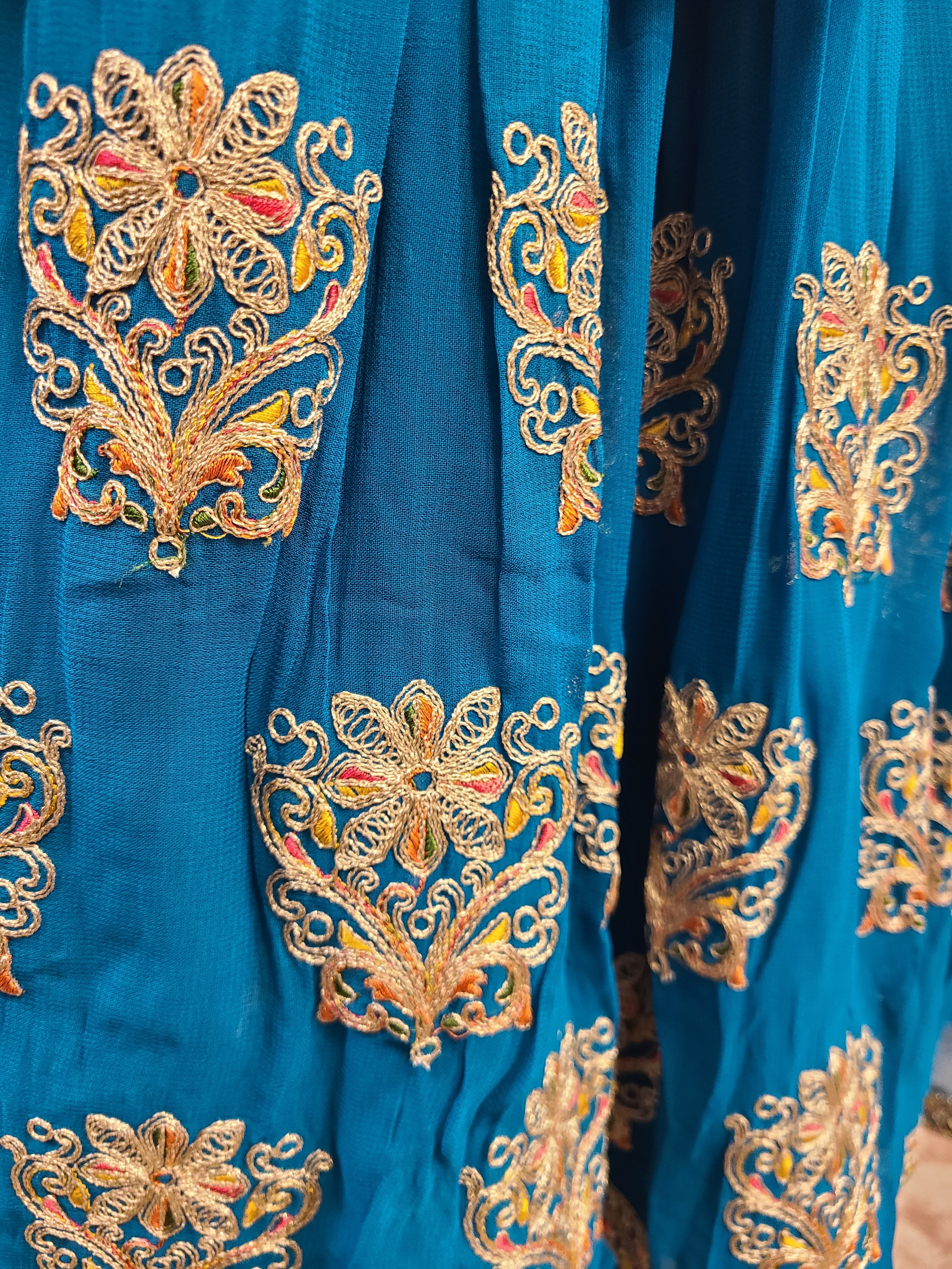 Turquoise Blue Silver Embroidered Sharara Set with Dupatta