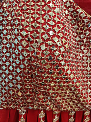 Red Sequin Embroidered Lehenga Choli with Dupatta