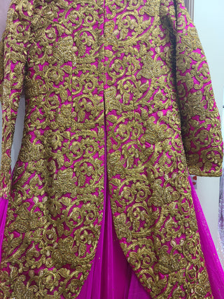 Hot Pink Lehenga with Gold Embroidered Jacket