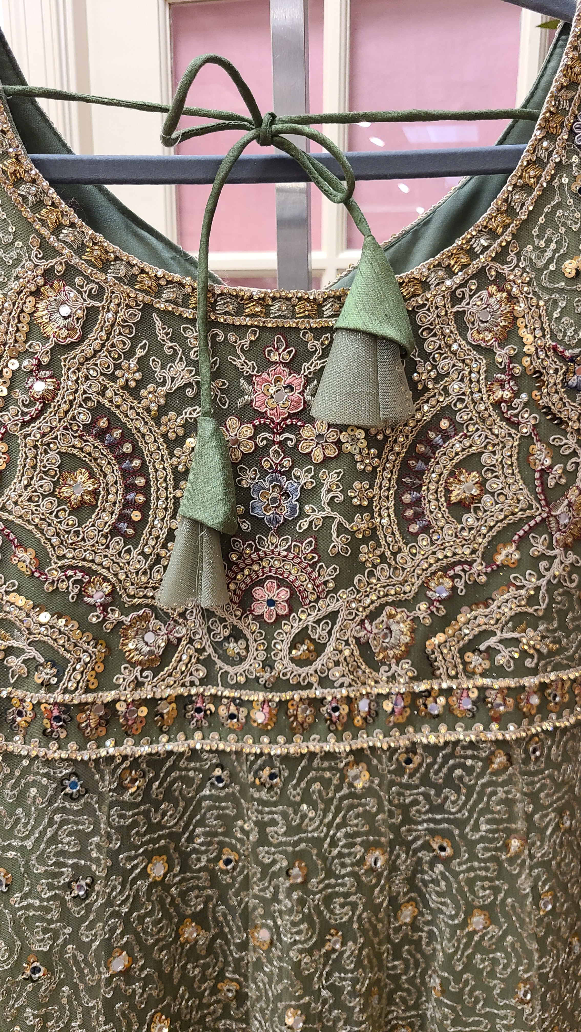 Olive Green Anarkali Gown-Style