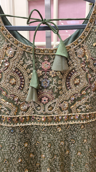 Olive Green Anarkali Gown-Style