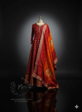 Red-Orange-Gold Anarkali