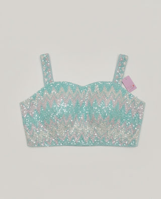 Powder Blue Net Crop Top Skirt