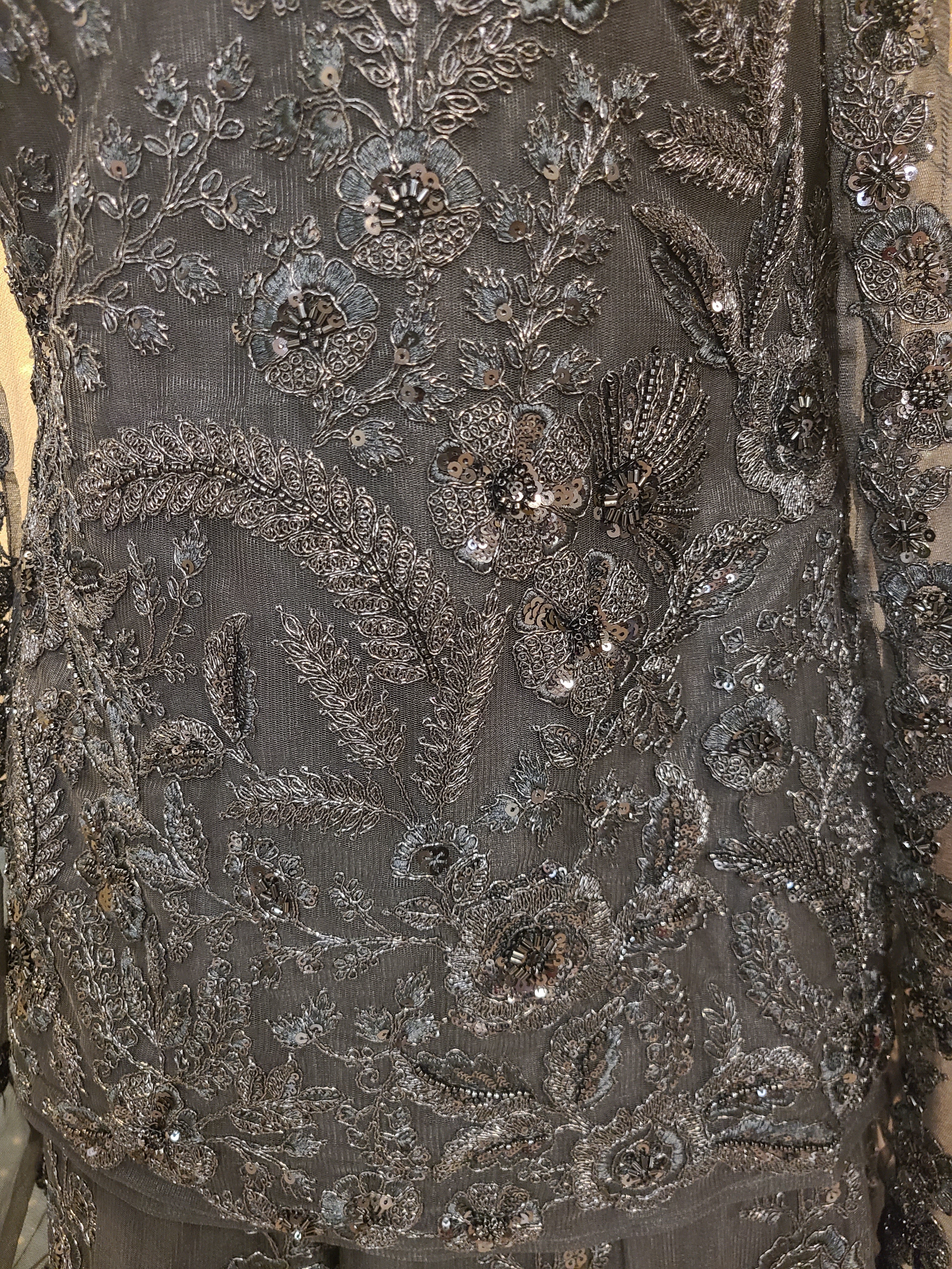 Embroidered Sharara Set with Halter Neckline - Champagne & Black