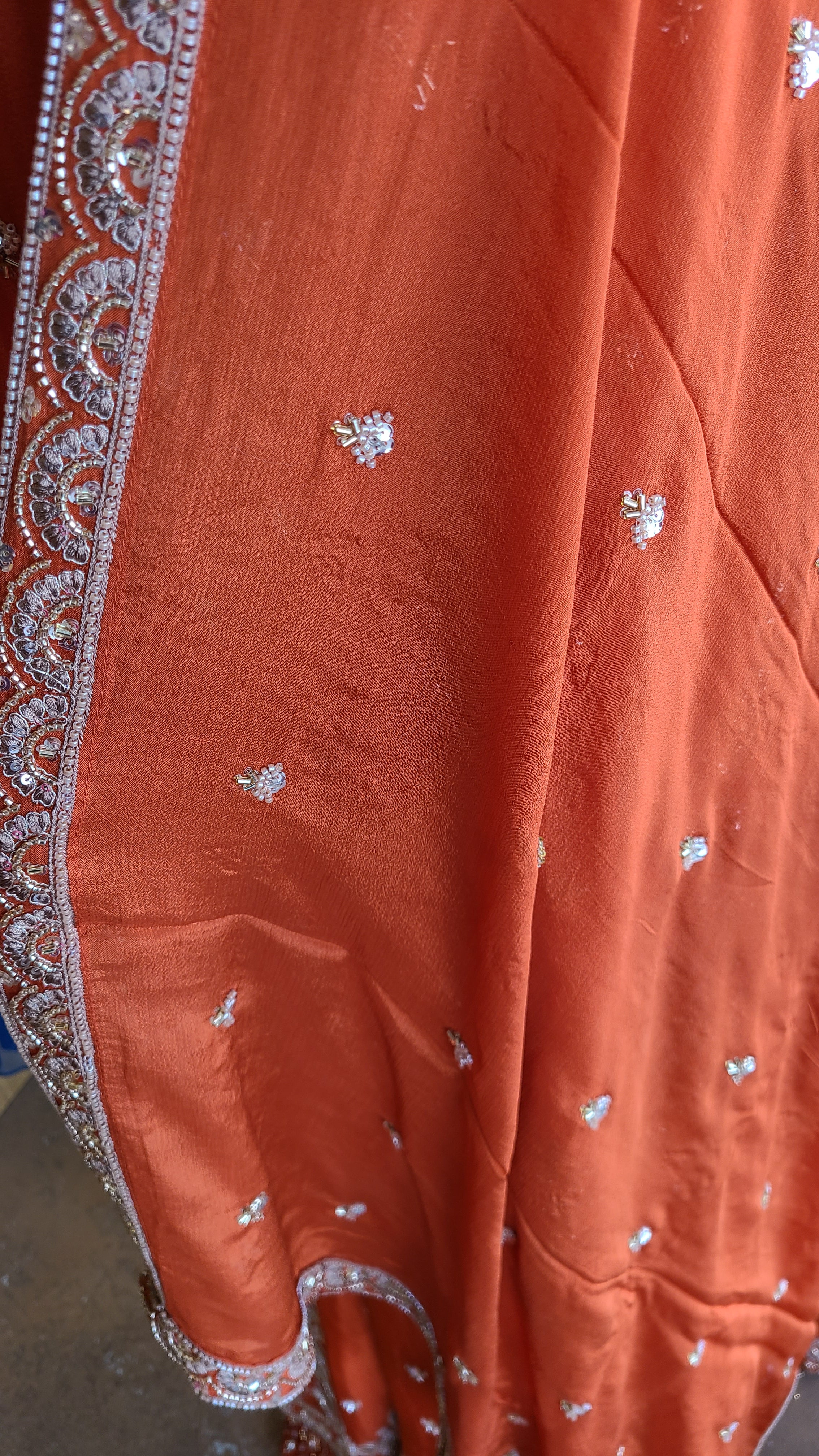Orange silk sharara