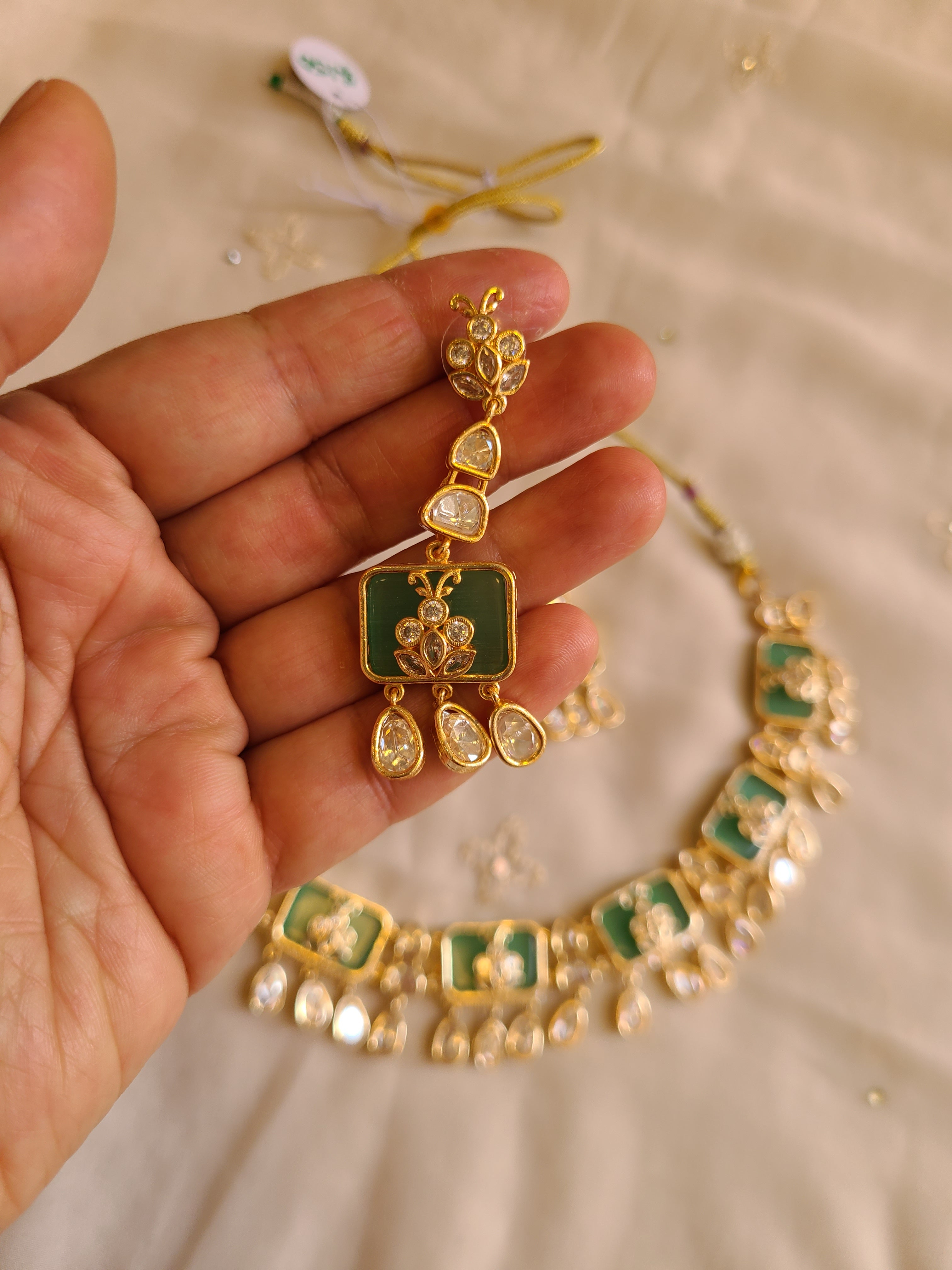 Green Kundan Choker Set