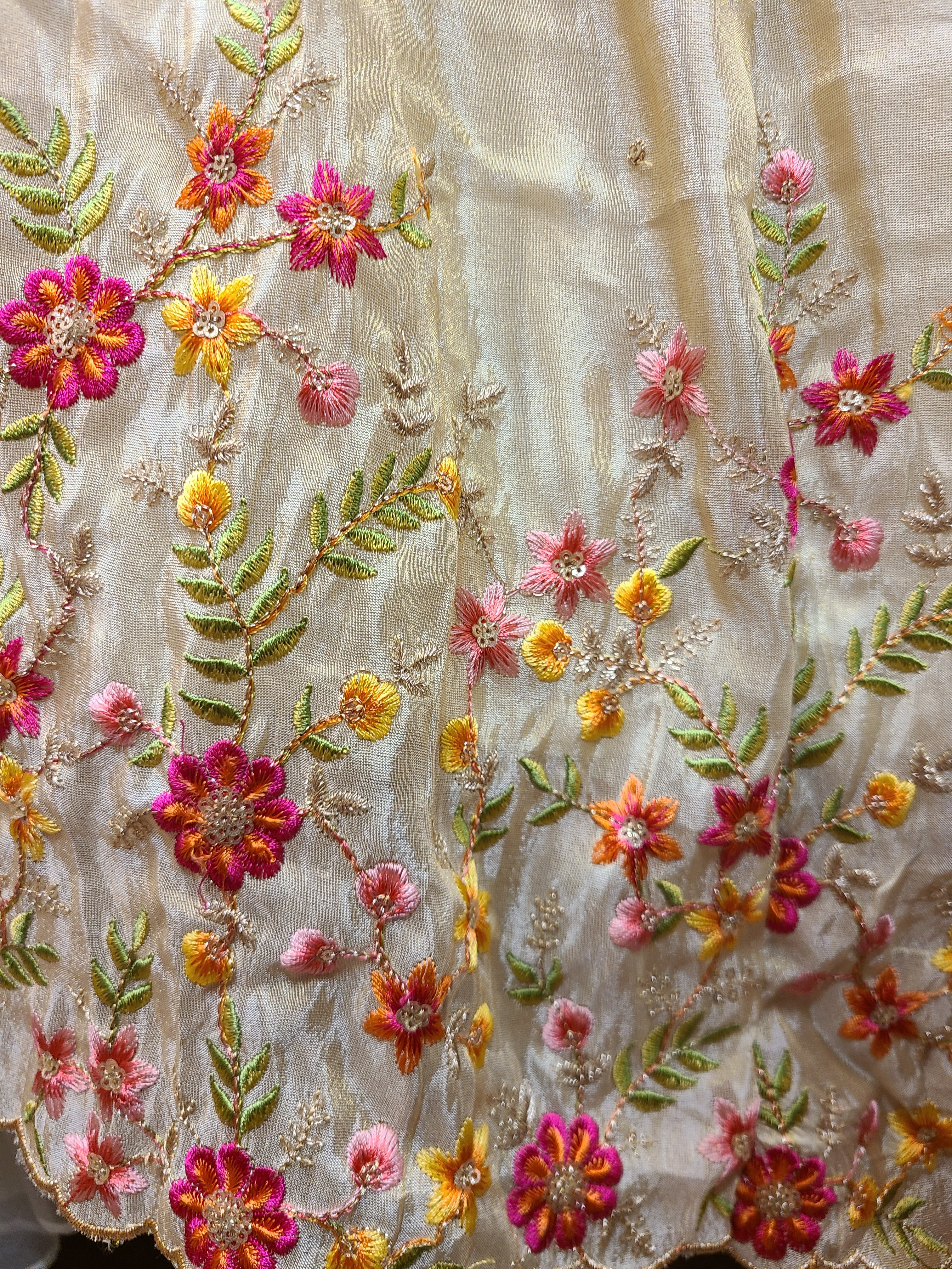 Cream Floral Lehenga